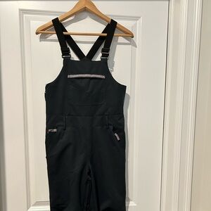 Roxy girl snow bib - size 14 (XL) - black with purple trim on pocket